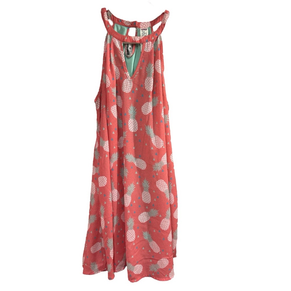 Jadelynn Brooke Coral Pineapple Mini Dress